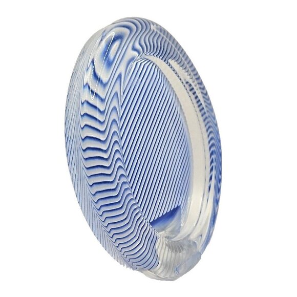 Mikasa Glass Oval Picture Frame Blue Wavy Stripes - Made in Japan - Vintage - Picture 2 of 11